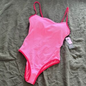 Hot Pink One-Piece Swimsuit with Thin Straps